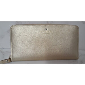 KATE SPADE Champagne Saffiano Leather Women's Zip Around Wallet - EUC
